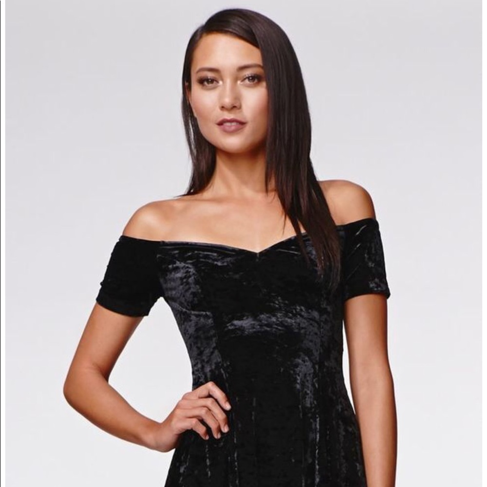 Black Suede Off Shoulder Mini